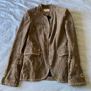 Stunning Zadig&voltaire Very Daim Studded Suede Leather Blazer Jacket